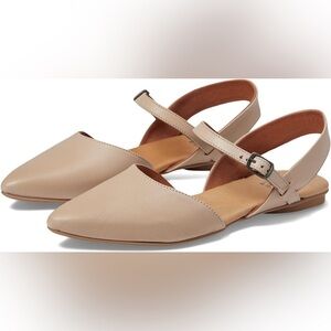 New Miz Mooz Womens Jaxon Beige Leather Closed Toe Slingback Sandals Size 7.5-8
